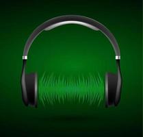 Sound waves oscillating dark light. earphone vector