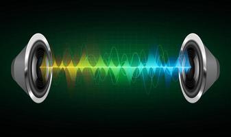 Sound waves oscillating dark light. earphone vector