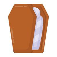 Funeral box icon design, coffin in flat style vector