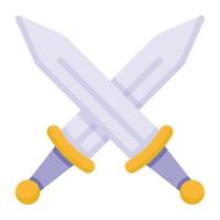 Flat editable icon of battle swords vector