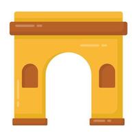 A medieval fort gate icon in flat design vector