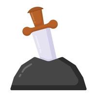 A dagger in a mud, flat editable icon vector