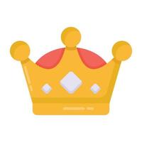 A premium gold crown flat icon vector