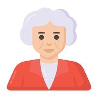 una anciana jueza en un icono de estilo plano vector