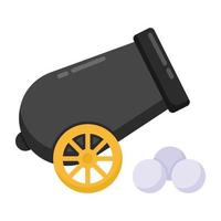 A war cannon icon in flat editable style vector