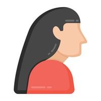 An old woman with side pose, flat icon vector