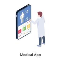 An illustration of medical app in isometric design vector