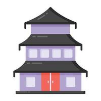 Chinese temple heaven pagoda in modern flat style, gazebo vector