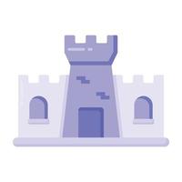 un edificio de castillo medieval en icono plano vector