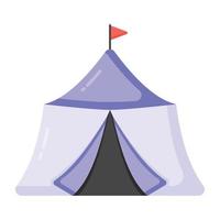 un campamento residencial vintage, icono plano vector