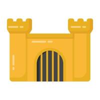 Flat castle building icon in editable style vector