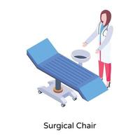 An illustration of surgical chair in isometric design vector