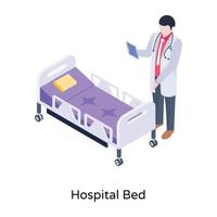 una ilustración de una cama de hospital en un diseño isométrico moderno vector