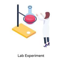 ilustración isométrica del experimento de laboratorio en diseño editable moderno vector