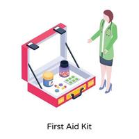 Download first aid kit in isometric illustration vector