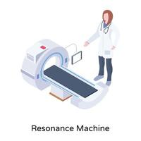 una máquina de resonancia en descarga de vector isométrica