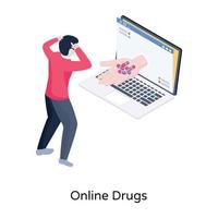 Online drugs healthcare isometric illustration vector