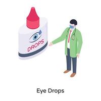Eye drops for treatment, isometric vector