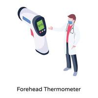 A forehead thermometer, isometric vector download