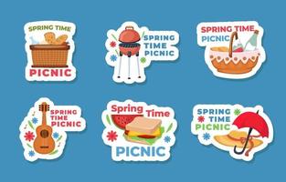 linda colección de pegatinas de picnic vector