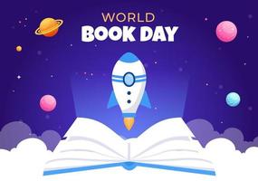 World Book Day Flat Cartoon Background Illustration. Stack of Books to Reading, Increase Insight and Knowledge Suitable for Wallpaper or Poster vector