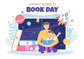 ilustración de fondo de dibujos animados plana del día mundial del libro. pila de libros para leer, aumentar la comprensión y el conocimiento adecuado para papel tapiz o afiche vector