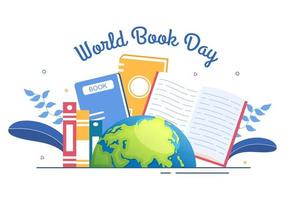 World Book Day Flat Cartoon Background Illustration. Stack of Books to Reading, Increase Insight and Knowledge Suitable for Wallpaper or Poster vector