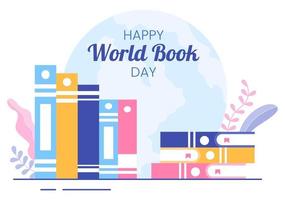 World Book Day Flat Cartoon Background Illustration. Stack of Books to Reading, Increase Insight and Knowledge Suitable for Wallpaper or Poster vector