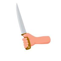 Hand hold kitchen knife. Dangerous gesture. Criminal and a thug vector