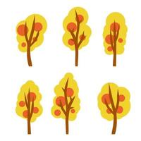 Autumn forest. Trees with red and orange leaves. Bushes and branches vector