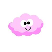 nube sonriente. personaje kawaii. objeto rosa del cielo. vector