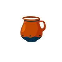 Clay pot. Earthenware jug of milk. vector