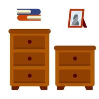 Nightstand and small wardrobe. vector