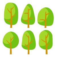 Set of green trees for a forest or Park. Flat cartoon illustration. vector