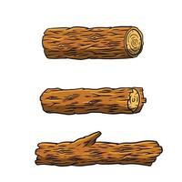 Brown log. Building wood material. vector