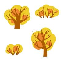 Autumn forest. Trees with red and orange leaves. Bushes and branches vector