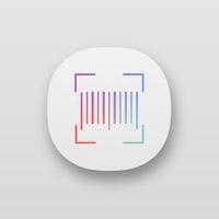 Traditional barcode app icon. UI UX user interface. Linear code scanning. One dimensional barcode scanner. UPC code. Web or mobile application. Vector isolated illustration