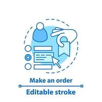 Make an order concept icon. Add to favorites idea thin line illustration. Customer service. Digital purchase. Vector isolated outline drawing. Editable stroke