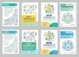 Eco products brochure template layout. Ecological farming. Flyer, booklet, leaflet print design with linear illustrations. Organic food. Vector page for magazine, annual report, advertising posters