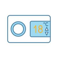 Digital thermostat color icon. Climate control display. Temperature regulation. Air conditioning remote. Isolated vector illustration