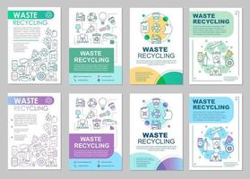 Waste management brochure template layout. Trash sort. Flyer, booklet, leaflet print design with linear illustrations. Garbage recycling. Vector page layouts for magazine, reports, advertising posters