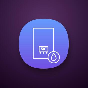 Electric water heater app icon. Heating water. Home boiler. UI  UX user interface. Web or mobile application. Vector isolated illustration