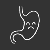 icono de tiza de estómago triste. sistema digestivo poco saludable. enfermedad del tracto gastrointestinal, problema. indigestión. ilustración de pizarra de vector aislado