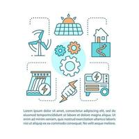 Eco energy concept linear illustrations. Green technology. Alternative energy. Article, brochure, magazine page layout. Icons with text boxes. Clean power. Print design. Vector isolated drawing