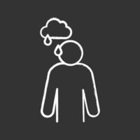 Sadness chalk icon. Bad mood. Depression and fatigue. Apathy. Stress symptom. Isolated vector chalkboard illustration