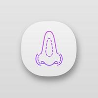 Rhinoplasty app icon. UI UX user interface. Nose reshaping. Nose plastic surgery. Facial rejuvenation. Web or mobile application. Vector isolated illustration