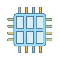 Six core processor color icon. Hexa microprocessor. Microchip, chipset. CPU. Central processing unit. Computer, phone multi-core processor. Integrated circuit. Isolated vector illustration