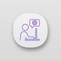 Technical support chat app icon. Site administrator. Online support. UI UX user interface. Online settings. Web or mobile application. Vector isolated illustration