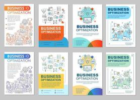 Business optimization brochure template layout. Marketing strategy. Flyer, booklet, leaflet print design with linear icons. Startup. Vector layouts for magazines, annual reports, advertising posters