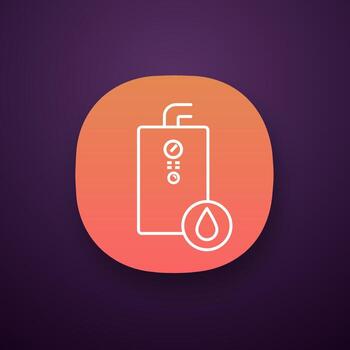 Gas water heater app icon. UI UX user interface. Heating water. Home boiler. Web or mobile application. Vector isolated illustration